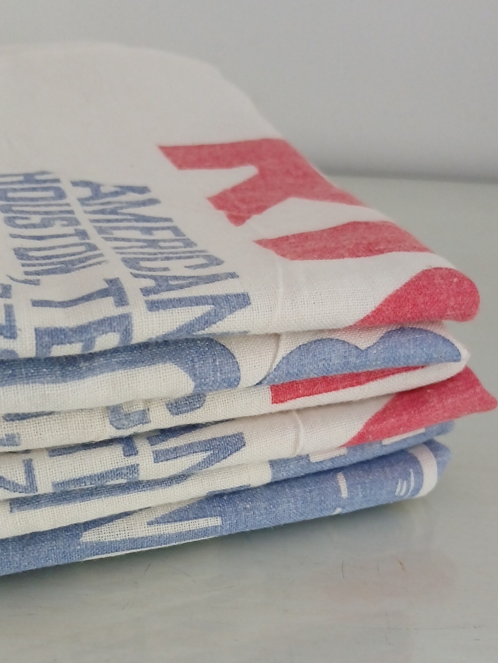 Vintage Blue Ribbon 50 lb Rice Bags Cotton Empty 29x17" Texas Red Blue (6)
